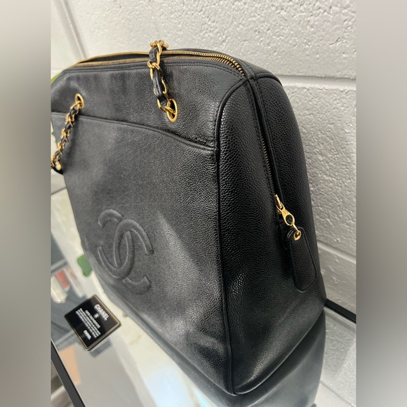 💎 ✨BEAUTIFUL✨💎 TRAVEL XL CAVIAR CHANEL TOTE ZIPPER TOP - Picture 15 of 15